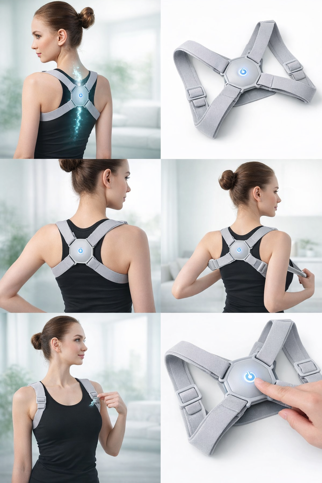Correcteur de posture intelligent – ceinture dorsale vibrante pour dos droit, confort & soutien quotidien مصحّح ذكي للمنحنى – حزام ظهر بذبذبة لتقويم الظهر، راحة ودعم يومي